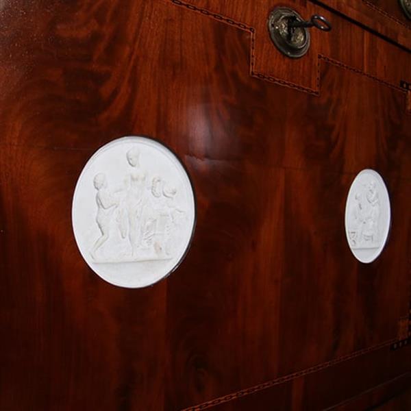 Grote foto secretaire abattant of klepbureau met 4 biscuit panelen prachtig ingelegd ca 1790 no.260650 antiek en kunst overige in antiek gebruiksvoorwerpen