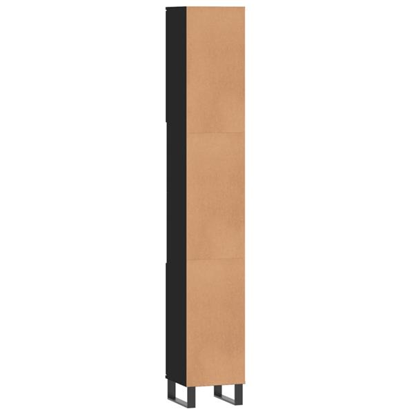 Grote foto vidaxl badkamerkast 30x30x190 cm bewerkt hout zwart huis en inrichting eettafels