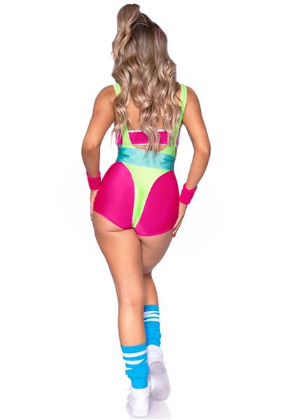 Grote foto neon 80s kostuum groen roze dames bodysuit workout leg avenue verzamelen overige verzamelingen