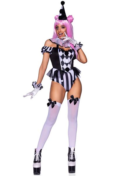 Grote foto clownspak zwart wit dames bodysuit leg avenue verzamelen overige verzamelingen