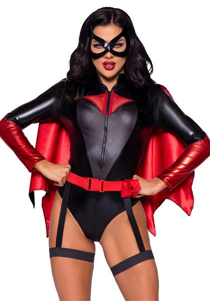 Grote foto batgirl kostuum zwart rood dames bodysuit leg avenue verzamelen overige verzamelingen