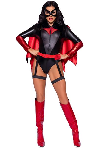 Grote foto batgirl kostuum zwart rood dames bodysuit leg avenue verzamelen overige verzamelingen