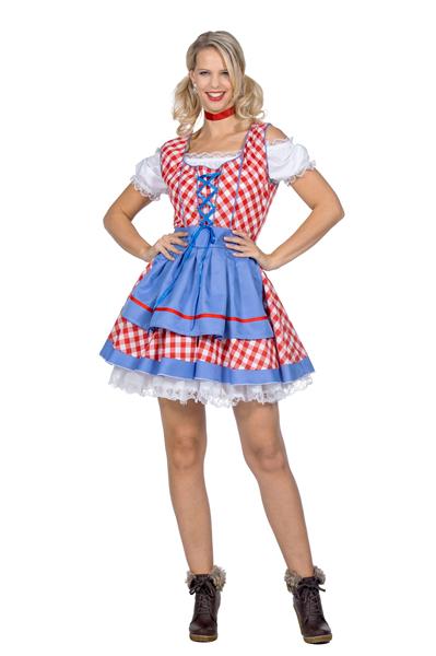 Grote foto rood wit blauwe dirndl jurk oktoberfest dames geblokt 2 delig verzamelen overige verzamelingen