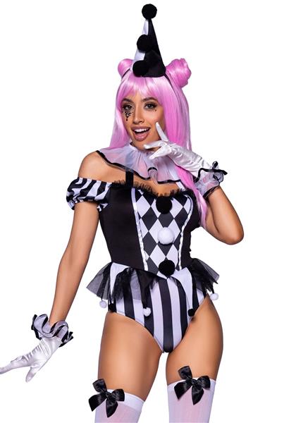 Grote foto clownspak zwart wit dames bodysuit leg avenue verzamelen overige verzamelingen