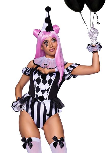 Grote foto clownspak zwart wit dames bodysuit leg avenue verzamelen overige verzamelingen