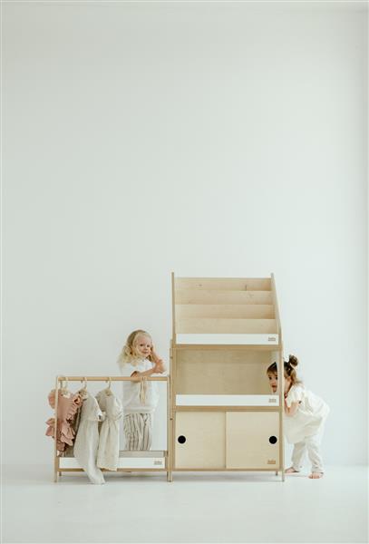 Grote foto modulaire montessori houten kinderkledingrek kledingrek module kinderen en baby complete kinderkamers