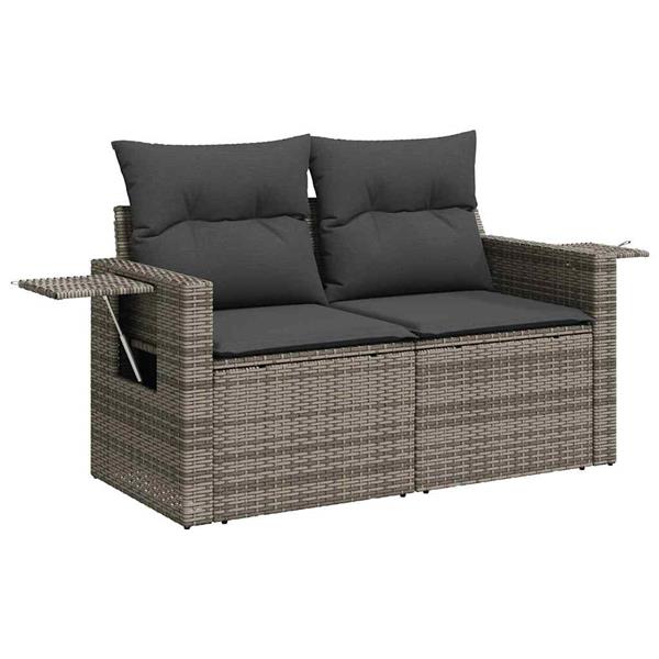 Grote foto vidaxl 6 delige loungeset met kussens poly rattan acacia grijs tuin en terras tuinmeubelen