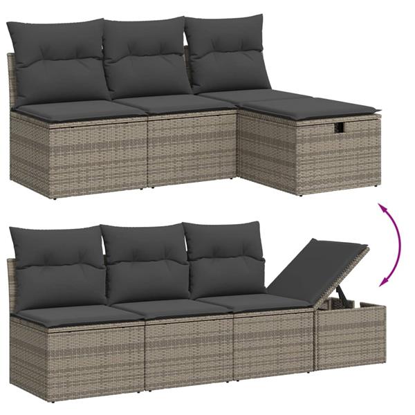 Grote foto vidaxl 7 delige loungeset met kussens poly rattan grijs tuin en terras tuinmeubelen