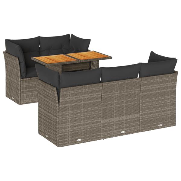 Grote foto vidaxl 6 delige loungeset met kussens poly rattan grijs tuin en terras tuinmeubelen