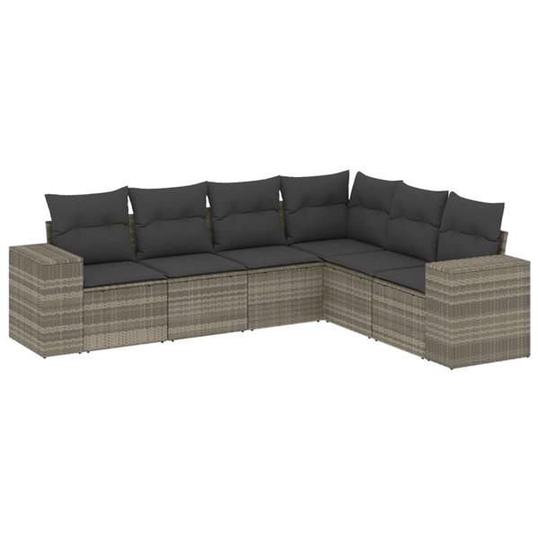Grote foto vidaxl 6 delige loungeset met kussens poly rattan lichtgrijs tuin en terras tuinmeubelen
