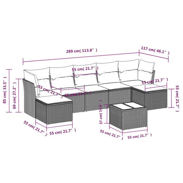 Grote foto vidaxl 8 delige loungeset met kussens poly rattan zwart tuin en terras tuinmeubelen