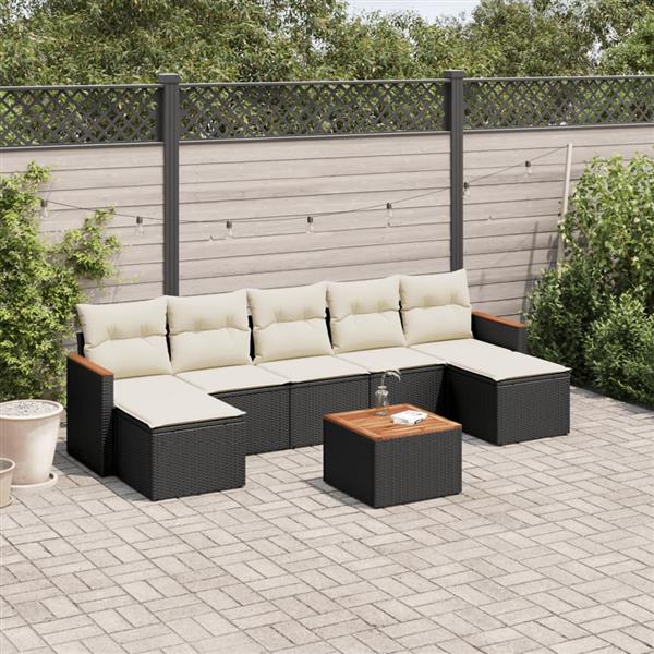 Grote foto vidaxl 8 delige loungeset met kussens poly rattan zwart tuin en terras tuinmeubelen