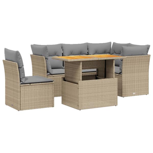 Grote foto vidaxl 5 delige loungeset met kussens poly rattan beige tuin en terras tuinmeubelen