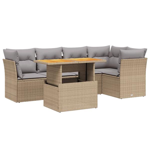 Grote foto vidaxl 5 delige loungeset met kussens poly rattan beige tuin en terras tuinmeubelen