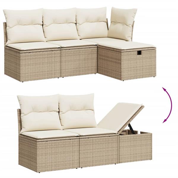 Grote foto vidaxl 6 delige loungeset met kussens poly rattan beige tuin en terras tuinmeubelen