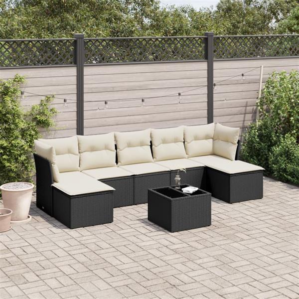 Grote foto vidaxl 8 delige loungeset met kussens poly rattan zwart tuin en terras tuinmeubelen