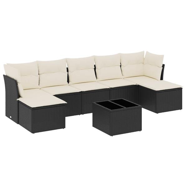 Grote foto vidaxl 8 delige loungeset met kussens poly rattan zwart tuin en terras tuinmeubelen