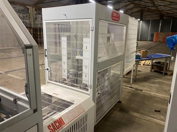 Grote foto sacmi tf40 imola tf43 stapelaar tf40 dozenvouwmachine met ts43 stapeleenheid agrarisch tuinbouw