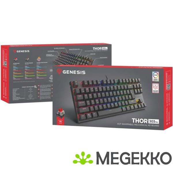 Grote foto genesis nkg 1882 thor 303 tkl usb gaming toetsenbord in zwart computers en software toetsenborden
