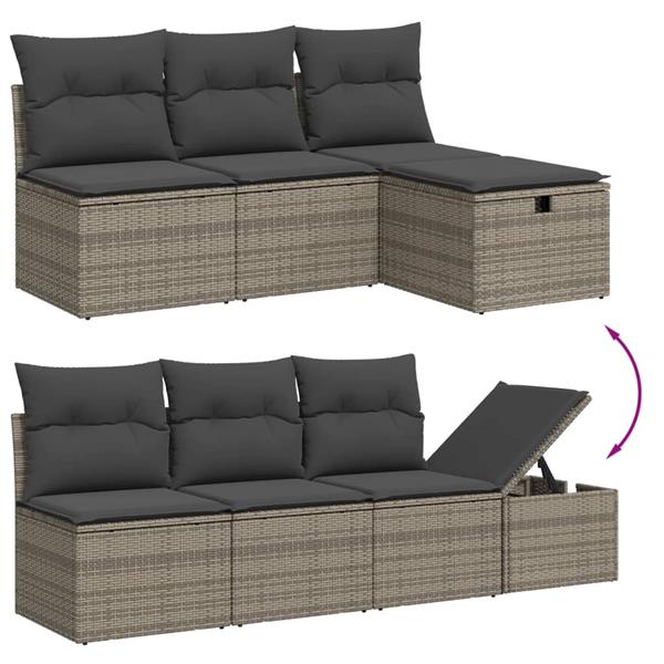 Grote foto vidaxl 7 delige loungeset met kussens poly rattan grijs tuin en terras tuinmeubelen