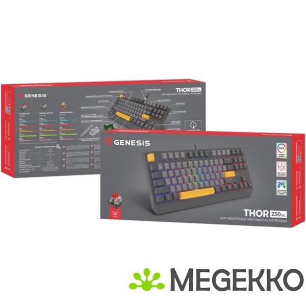 Grote foto genesis nkg 2082 thor 230 tkl rgb gaming toetsenbord in zwart computers en software toetsenborden