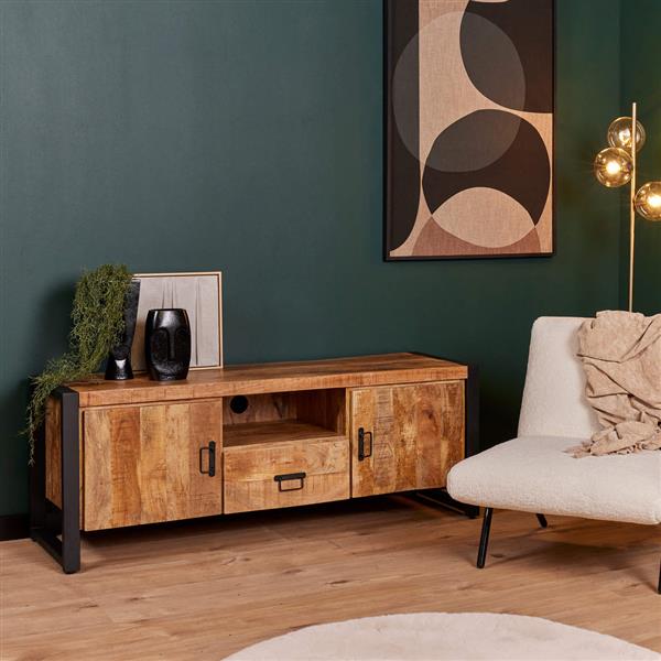 Grote foto tv meubel boaz mangohout 2 deuren en 1 lade 150x45x55 cm huis en inrichting eettafels