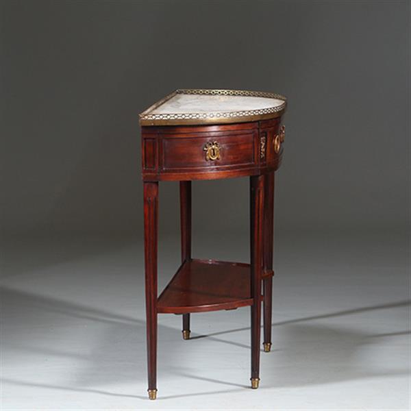 Grote foto lodewijk xvi wandtafel met marmer blad met bronzen galerijtje ca 1790 no.260670 antiek en kunst stoelen en banken