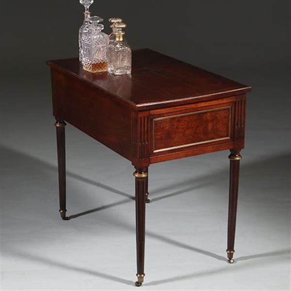 Grote foto hollandse lodewijk xvi wandtafel als schenktafel in mahonie met verguld messing no.260665 antiek en kunst stoelen en banken