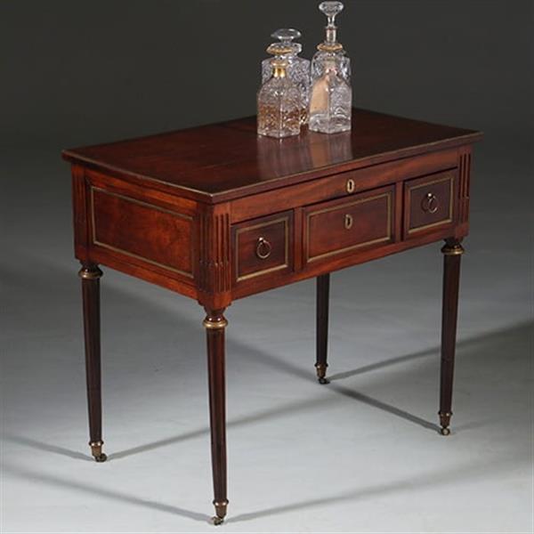 Grote foto hollandse lodewijk xvi wandtafel als schenktafel in mahonie met verguld messing no.260665 antiek en kunst stoelen en banken