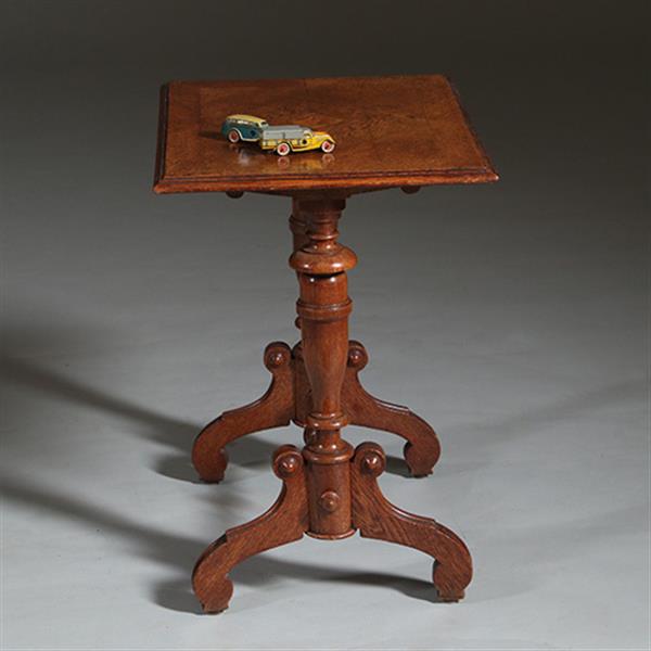Grote foto eenvoudig eiken bijzettafeltje in mooie oude kleur ca 1885 hollands no262210 antiek en kunst stoelen en banken