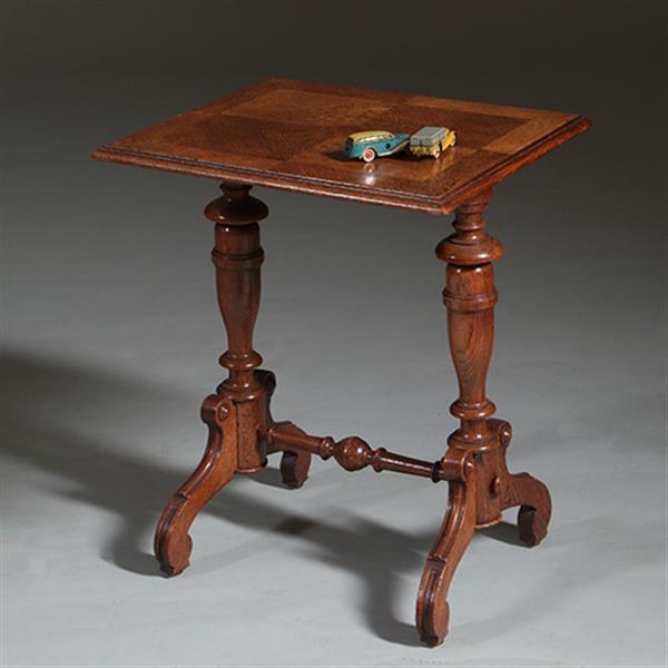 Grote foto eenvoudig eiken bijzettafeltje in mooie oude kleur ca 1885 hollands no262210 antiek en kunst stoelen en banken