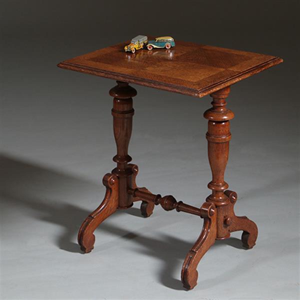 Grote foto eenvoudig eiken bijzettafeltje in mooie oude kleur ca 1885 hollands no262210 antiek en kunst stoelen en banken