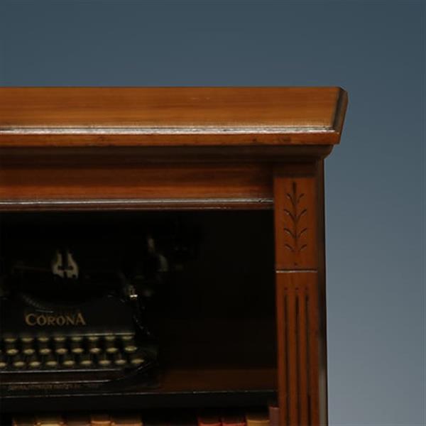 Grote foto lage en brede open boekenkast noten met zwarte accenten ca 1880 no.260610 antiek en kunst stoelen en banken