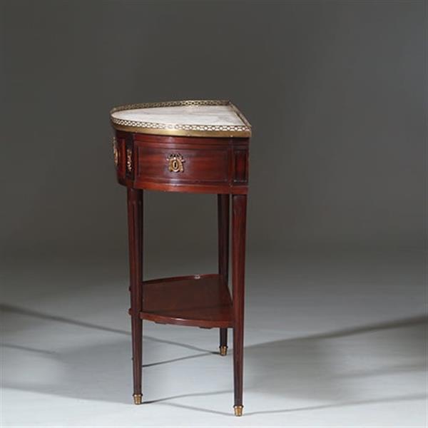 Grote foto lodewijk xvi wandtafel met marmer blad met bronzen galerijtje ca 1790 no.260670 antiek en kunst stoelen en banken