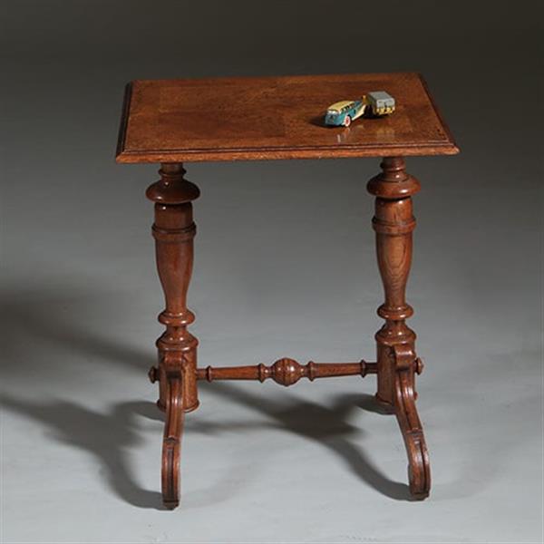Grote foto eenvoudig eiken bijzettafeltje in mooie oude kleur ca 1885 hollands no262210 antiek en kunst stoelen en banken