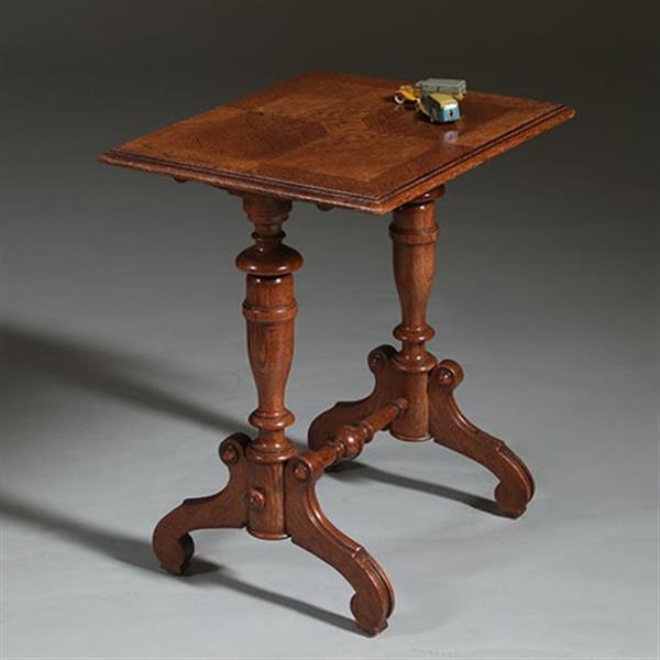 Grote foto eenvoudig eiken bijzettafeltje in mooie oude kleur ca 1885 hollands no262210 antiek en kunst stoelen en banken