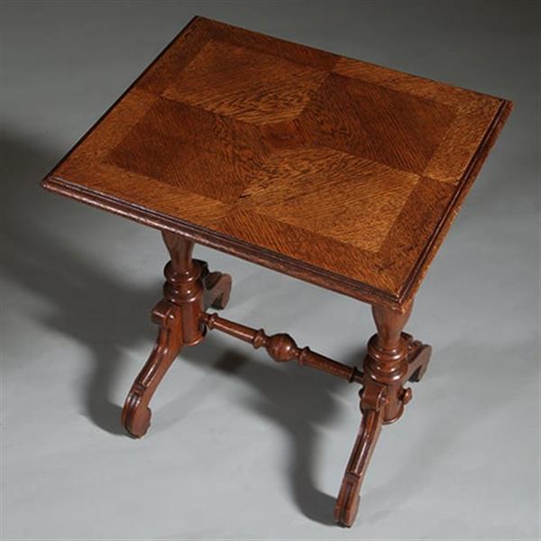Grote foto eenvoudig eiken bijzettafeltje in mooie oude kleur ca 1885 hollands no262210 antiek en kunst stoelen en banken