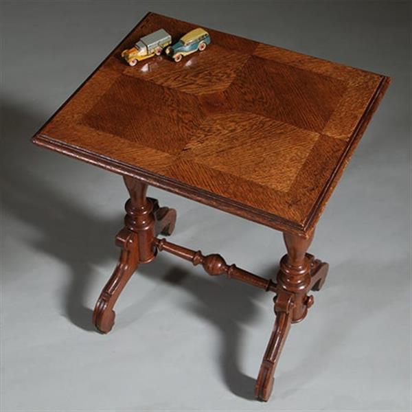 Grote foto eenvoudig eiken bijzettafeltje in mooie oude kleur ca 1885 hollands no262210 antiek en kunst stoelen en banken