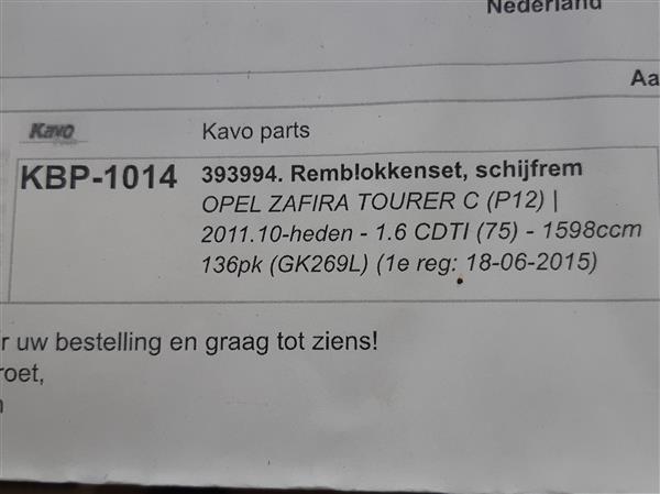 Grote foto remblokken opel zafira astra chevrolet auto onderdelen remdelen