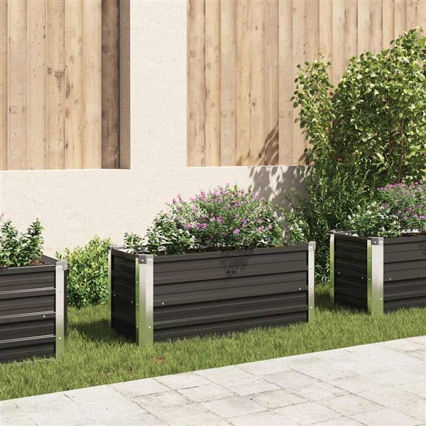 Grote foto vidaxl plantenbak verhoogd 100x40x45 cm gegalvaniseerd staal antraciet tuin en terras overige tuin en terras