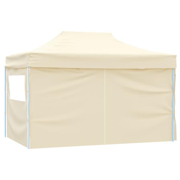 Grote foto vidaxl vouwtent pop up met 4 zijwanden 3x4 5 m cr mewit tuin en terras overige tuin en terras