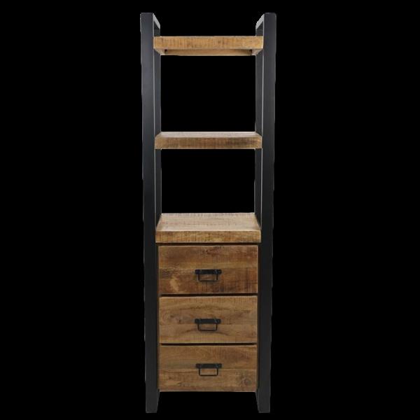 Grote foto boekenkast new delhi 55x35x175 mangohout metaal huis en inrichting eettafels