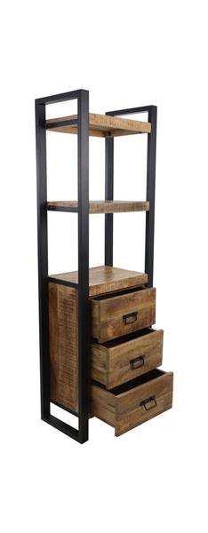 Grote foto boekenkast new delhi 55x35x175 mangohout metaal huis en inrichting eettafels