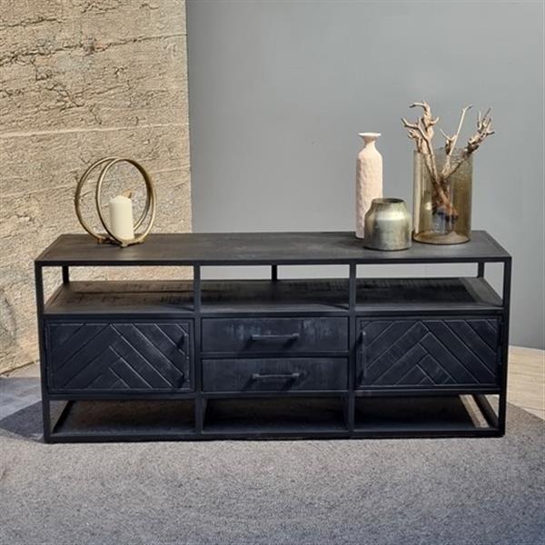 Grote foto tv meubel jax black edition 150x45x60 cm zwart visgraat huis en inrichting eettafels