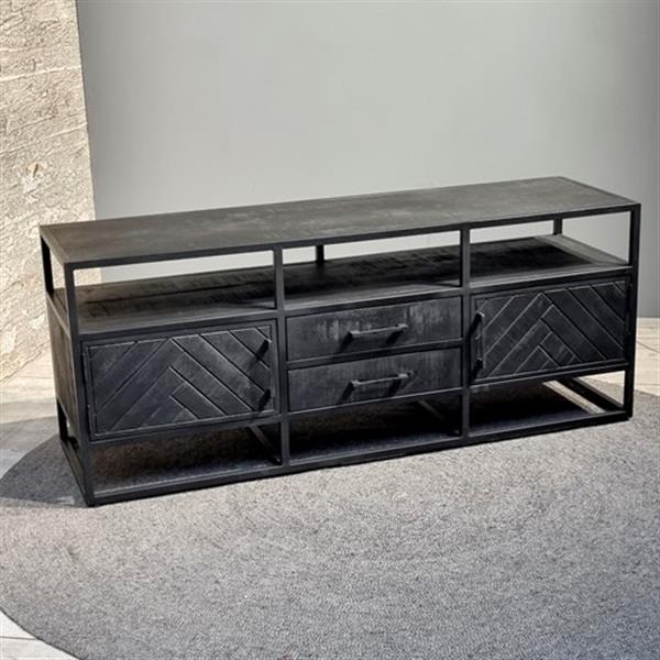 Grote foto tv meubel jax black edition 150x45x60 cm zwart visgraat huis en inrichting eettafels