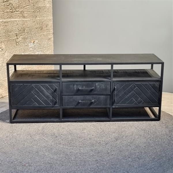 Grote foto tv meubel jax black edition 150x45x60 cm zwart visgraat huis en inrichting eettafels