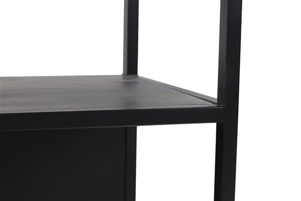 Grote foto open vakkenkast levels 78x35x178 cm zwart mangohout metaal huis en inrichting eettafels
