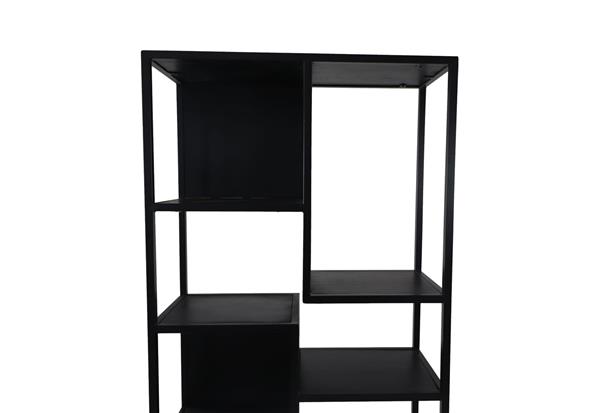 Grote foto open vakkenkast levels 78x35x178 cm zwart mangohout metaal huis en inrichting eettafels
