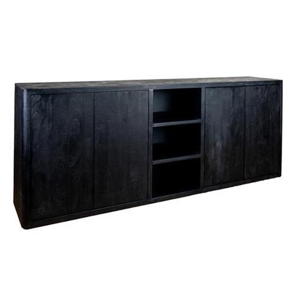 Grote foto dressoir tenna zwart mangohout 220 cm huis en inrichting eettafels