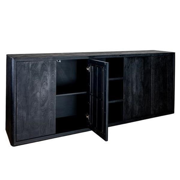 Grote foto dressoir tenna zwart mangohout 220 cm huis en inrichting eettafels